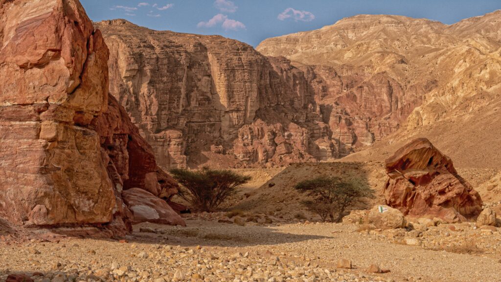 View of canyons in Israel desert.