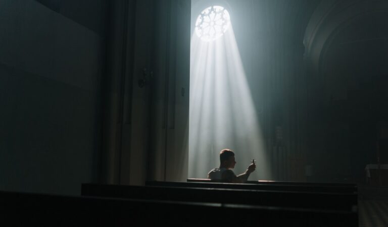 Light pouring into a church.